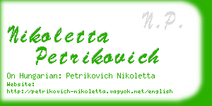 nikoletta petrikovich business card